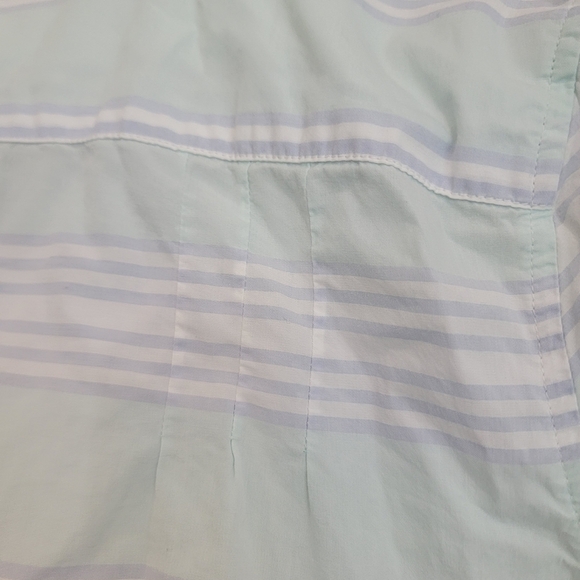 L.L. Bean Cotton Mint Green Light Blue Striped Button Down Shirt Size Large - Picture 9 of 10